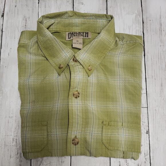 DULUTH TRADING COMPANY Button Front Olive Green Long Sleeve Shirt Mens XL - Picture 1 of 12